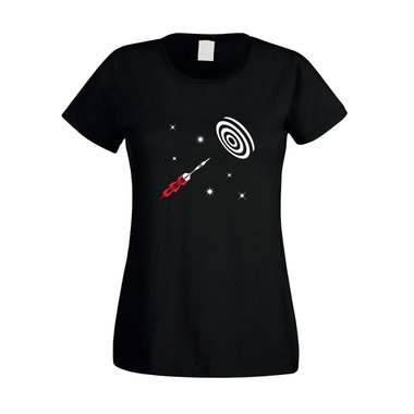 Damen T-Shirt - Space Darts - Hobby Sport Geschicklichkeit Weltraum All Score