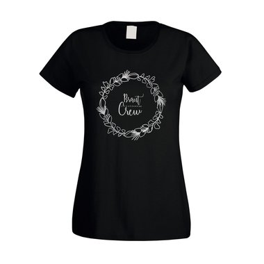 Braut Crew - Blumenkranz - JGA Damen T-Shirt - Party Hochzeit Junggesellin JGA