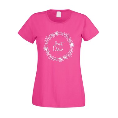 Braut Crew - Blumenkranz - JGA Damen T-Shirt - Party Hochzeit Junggesellin JGA