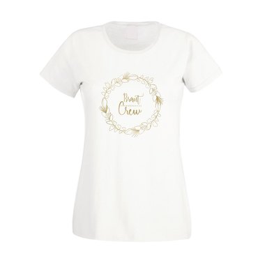 Braut Crew - Blumenkranz - JGA Damen T-Shirt - Party Hochzeit Junggesellin JGA