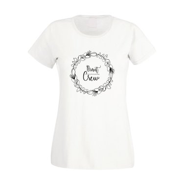 Braut Crew - Blumenkranz - JGA Damen T-Shirt - Party Hochzeit Junggesellin JGA