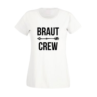 Braut Crew - Pfeil - Damen JGA-Shirt - Trauzeugin Junggesellin Hochzeit Party weiss-schwarz XXL