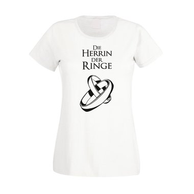 Die Herrin der Ringe - JGA Damen T-Shirt - Hochzeit Ring Ehe Heirat Film Fan JGA weiss-schwarz XXL