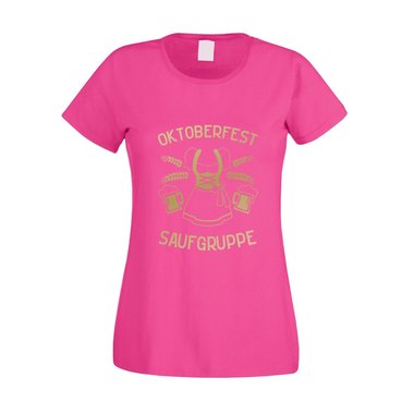 Dirndl Saufgruppe - Damen T-Shirt - Volksfest Oktoberfest Tracht Feiern Schleife