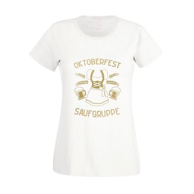 Dirndl Saufgruppe - Damen T-Shirt - Volksfest Oktoberfest Tracht Feiern Schleife