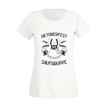 Dirndl Saufgruppe - Damen T-Shirt - Volksfest Oktoberfest Tracht Feiern Schleife