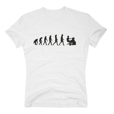 Evolution Schlagzeug - Herren T-Shirt - Schlagzeuger Shirt Drum Hobby Musik Band weiss-schwarz 5XL