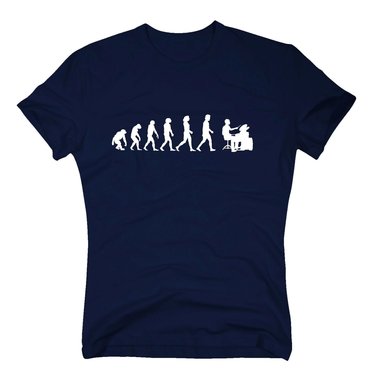 Evolution Schlagzeug - Herren T-Shirt - Schlagzeuger Shirt Drum Hobby Musik Band dunkelblau-weiss S