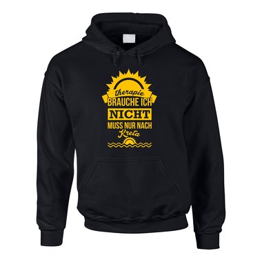 Therapie brauche ich nicht - muss nur nach Kreta - Herren Hoodie schwarz-weiss XS