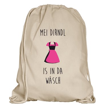 Mei Dirndl is in da Wsch - Turnbeutel schwarz-weiss