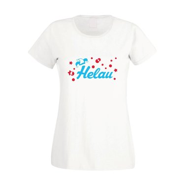 Helau Karneval - Damen T-Shirt - Volksfest Klle Party Feiern Tanzen Saufen Spa weiss-cyan XXL