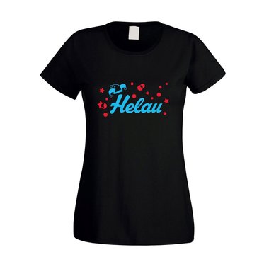 Helau Karneval - Damen T-Shirt - Volksfest Klle Party Feiern Tanzen Saufen Spa weiss-cyan XXL