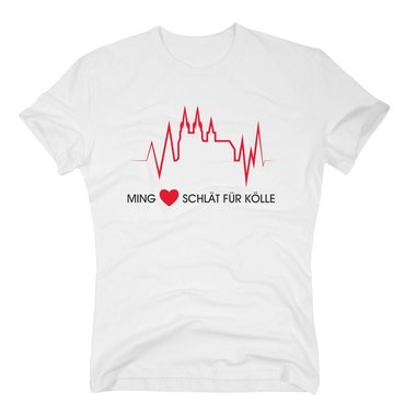 Ming H�tz schl�t f�r K�lle - Herren T-Shirt - Heimat Dom K�ln Stadt Leben Herz dunkelblau-weiss S