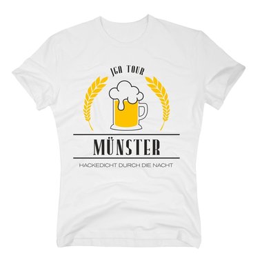 Mnster - JGA Tour - Hackedicht durch die Nacht - Herren T-Shirt - Hochzeit Crew weiss-schwarz 5XL