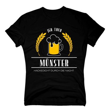 Mnster - JGA Tour - Hackedicht durch die Nacht - Herren T-Shirt - Hochzeit Crew weiss-schwarz 5XL