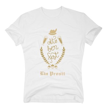 Oktoberfest - Ein Prosit - Herren T-Shirt - Wiesn Tracht Dirndl Bier Maß Krug schwarz-gold S