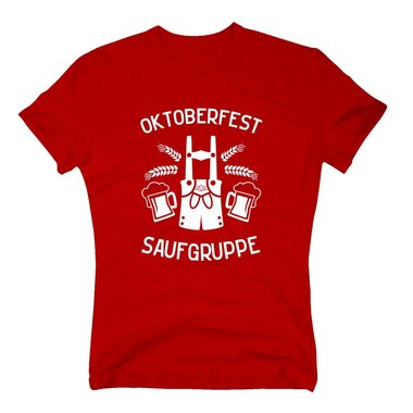 Herren T-Shirt - Oktoberfest Saufgruppe rot-weiss XL