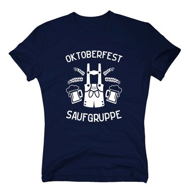 Herren T-Shirt - Oktoberfest Saufgruppe rot-weiss XL