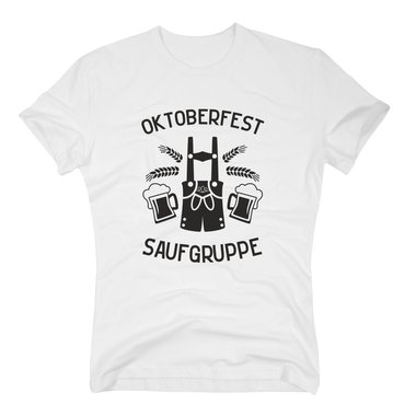 Herren T-Shirt - Oktoberfest Saufgruppe rot-weiss XL