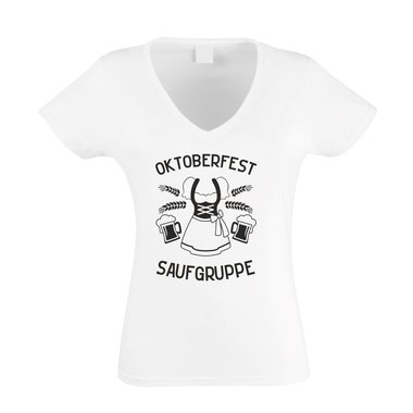 Saufgruppe Dirndl - Damen T-Shirt V-Ausschnitt