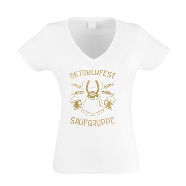 Saufgruppe Dirndl - Damen T-Shirt V-Ausschnitt