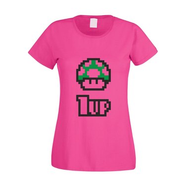 Super Mario - 1 Up - Retro Damen T-Shirt - Gaming Klassiker Level Kindheit Pilz