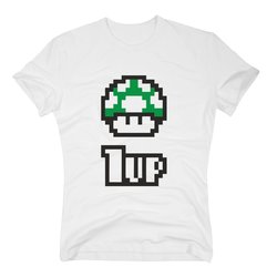Retro Herren T-Shirt - Super Mario - 1 Up - Gaming Toad