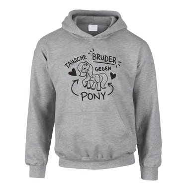 Tausche Bruder gegen Pony - Kinder Hoodie - Familie Geschwister Liebe Ironie Fun schwarz-fuchsia 152-158