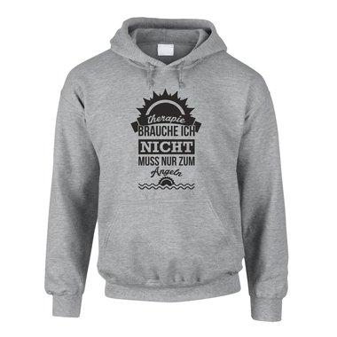 Therapie brauche ich nicht - muss nur zum Angeln - Herren Hoodie - Hobby Sport 5XL schwarz-weiss
