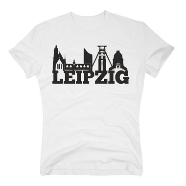 Leipzig Skyline - Herren T-Shirt weiss-schwarz 5XL