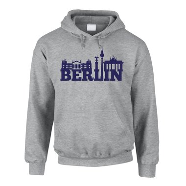 Berlin Skyline - Herren Hoodie grau-dunkelblau XS