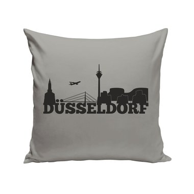 Dsseldorf Skyline - Dekokissen schwarz-weiss