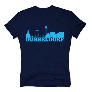 Dsseldorf Skyline - Herren T-Shirt dunkelblau-weiss S