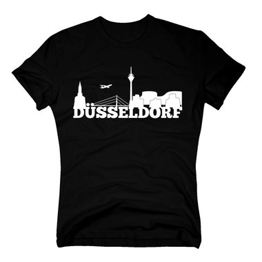 Dsseldorf Skyline - Herren T-Shirt dunkelblau-weiss S