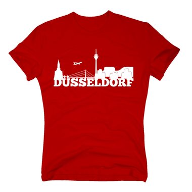 Dsseldorf Skyline - Herren T-Shirt rot-weiss 5XL