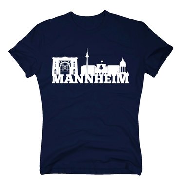 Mannheim Skyline - Herren T-Shirt weiss-dunkelblau S