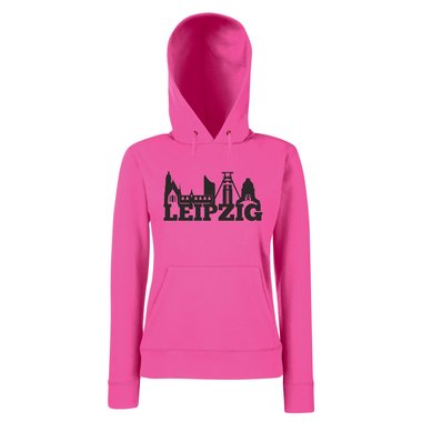 Leipzig Skyline - Damen Hoodie fuchsia-schwarz XS