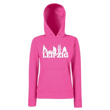 Leipzig Skyline - Damen Hoodie fuchsia-schwarz XS