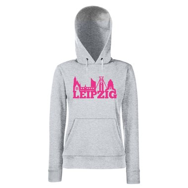 Leipzig Skyline - Damen Hoodie fuchsia-schwarz XS