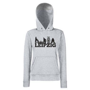 Leipzig Skyline - Damen Hoodie schwarz-weiss L