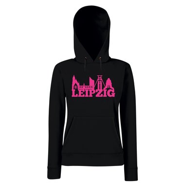 Leipzig Skyline - Damen Hoodie schwarz-weiss L