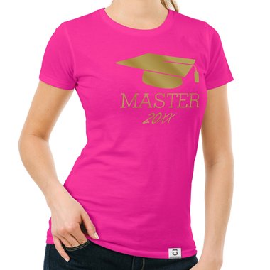 Damen T-Shirt - Master mit Wunschjahr fuchsia-gold XS