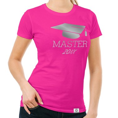 Damen T-Shirt - Master mit Wunschjahr fuchsia-gold XS