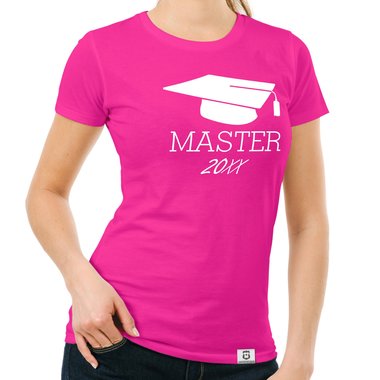 Damen T-Shirt - Master mit Wunschjahr fuchsia-gold XS