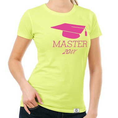 Damen T-Shirt - Master mit Wunschjahr fuchsia-gold XS