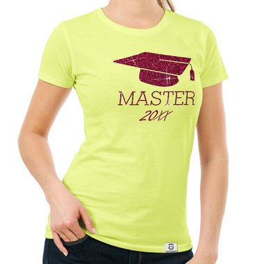 Damen T-Shirt - Master mit Wunschjahr fuchsia-gold XS