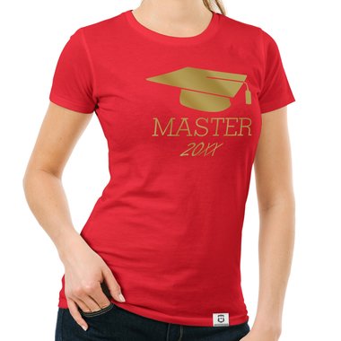 Damen T-Shirt - Master mit Wunschjahr fuchsia-gold XS