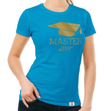 Damen T-Shirt - Master mit Wunschjahr fuchsia-gold XS