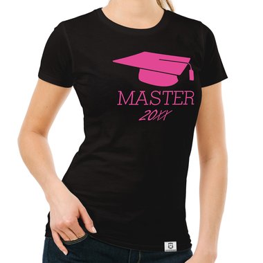 Damen T-Shirt - Master mit Wunschjahr fuchsia-gold XS