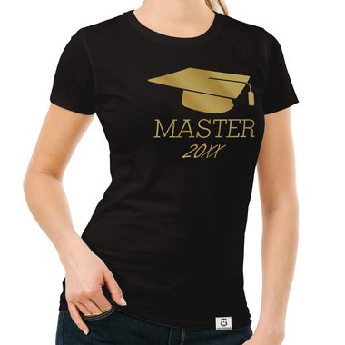 Damen T-Shirt - Master mit Wunschjahr fuchsia-gold XS